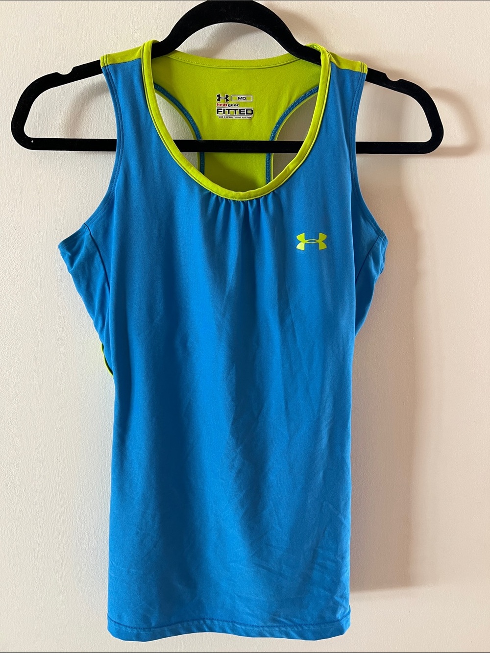 Under Armour Aqua & Lime Performance Fitted Heatgear Racerback Tank